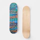 Orange blaue Aquamarin verklebte Glasabstraktion Skateboard (Vorderseite)