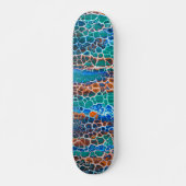 Orange blaue Aquamarin verklebte Glasabstraktion Skateboard (Vorne)