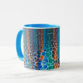 Orange blaue Aquamarin verklebte Glasabstraktion Tasse (Vorderseite Links)