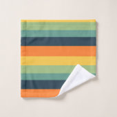 Orange, blaue, gelbe und grüne Streifen Badhandtuch Set (Waschlappen)