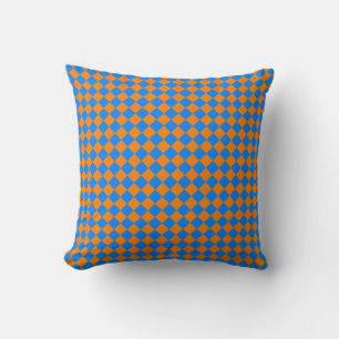 Orange Blaue Karo Diamant Muster Kissen