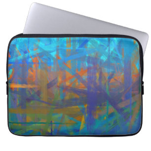 Orange blaue lila abstrakte Kunst-Malerei Laptopschutzhülle