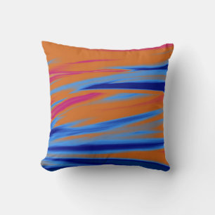 Orange, Blaue Malerei Kunst Design Abstract Kissen