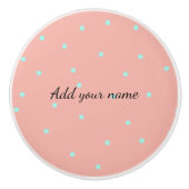 Orange blaue Polka-Punkte abstrakt fügen Namenstex Keramikknauf (Vorderseite)