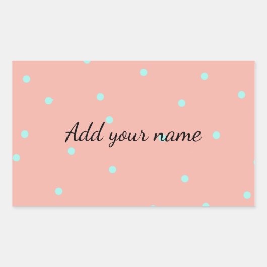 Orange blaue Polka-Punkte abstrakt fügen Namenstex Rechteckiger Aufkleber (Vorderseite)