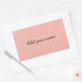 Orange blaue Polka-Punkte abstrakt fügen Namenstex Rechteckiger Aufkleber (Umschlag)