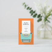 Orange blaue Retro-Schreibmaschine, beruflicher Sc Visitenkarte (Stehend Vorderseite)