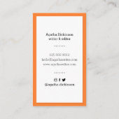 Orange blaue Retro-Schreibmaschine, beruflicher Sc Visitenkarte (Rückseite)