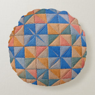 orange-blaue Steppdecke Rundes Kissen