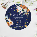 Orange blauen Salbei Blume Marineblau Vielen Dank Geschenkanhänger<br><div class="desc">Orange und weiße Rosen sage eucalyptus grün marineblau Hintergrund goldene geometrische Rahmen floral danken Ihnen für Tags.</div>