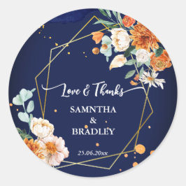 Orange blauen Salbei Blume Marineblau Vielen Dank Runder Aufkleber