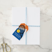 Orange - blauer Tennisplatz, individuell anpassbar Geschenkanhänger (Mit Garn)