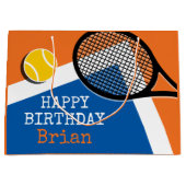 Orange - blauer Tennisplatz, individuell anpassbar Große Geschenktüte (Vorderseite)