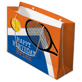 Orange - blauer Tennisplatz, individuell anpassbar Große Geschenktüte (Vorderseite Schrägansicht)