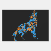 Orange Blauer Wolf gespritzte Farbe Geschenkpapier Set (Vorderseite 2)