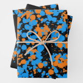 Orange Blauer Wolf gespritzte Farbe Geschenkpapier Set (Beispiel)