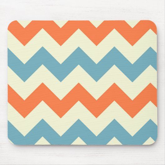 Orange blauer Zickzack Zickzack stripes Mousepad (Vorne)