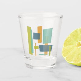 Orange blaugrüne Abstrakte Rechtecke Mitte Jahrhun Schnapsglas