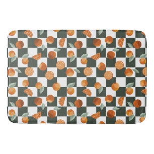 Orange Bliss Dark Aquamarine Schachbretter Badematte