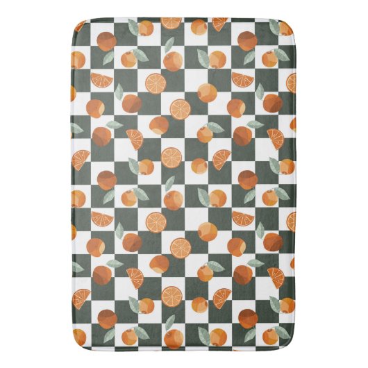 Orange Bliss Dark Aquamarine Schachbretter Badematte (Vorderseite Vertikal)