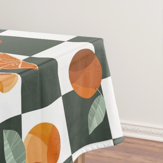Orange Bliss Dark Aquamarine Schachbretter Tischdecke (Beispiel)