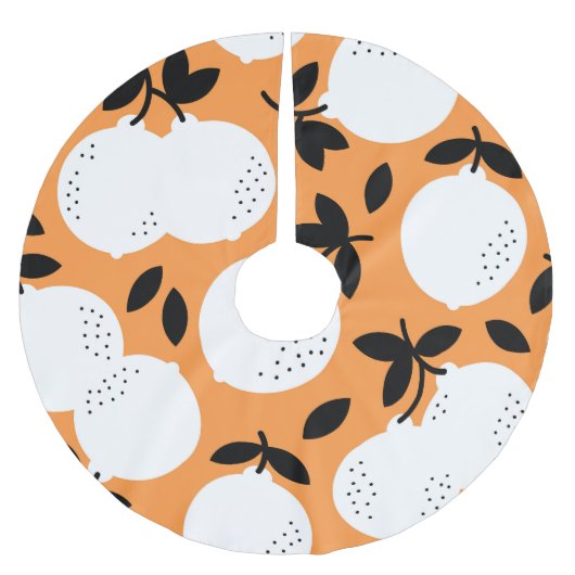 Orange Bliss: Exquisite Fruchtmuster Polyester Weihnachtsbaumdecke (Vorderseite)