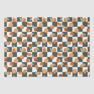 Orange Bliss über dunkle Aquamarine Schachbrett Seidenpapier