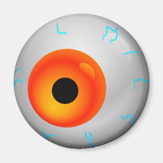 Orange Bloodshot Zombie Eyeball Halloween Magnet (Vorne)