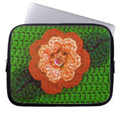 Orange Bloom Artisan Crochet Print Electronics Bag Laptopschutzhülle (Vorderseite)