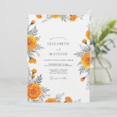 Orange Bloom Whimsy Wedding Einladung (Stehend Vorderseite)
