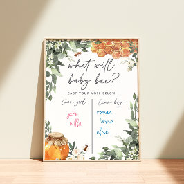Orange Blossom Bee Gender Reveal Abstimmung Poster