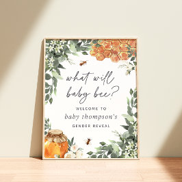 Orange Blossom Bee Gender Reveal Willkommenszeiche Poster
