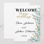 Orange Blossom Begrüßungszeichen Einladung (Vorne/Hinten)