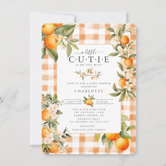 Orange Blossom Bliss Babydusche Einladung (Vorderseite)