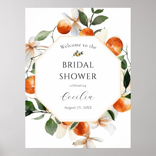Orange Blossom Brautparty Begrüßungszeichen Poster (Vorne)