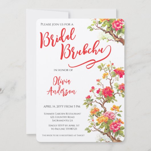 Orange Blossom Brautparty Einladung (Vorderseite)