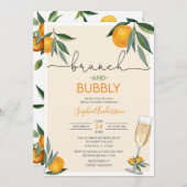 Orange Blossom Bridal Brunch und Bubbly Mimosa Einladung (Vorne/Hinten)