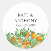 Orange Blossom Citrus Frucht Hochzeit Runder Aufkleber (Vorderseite)