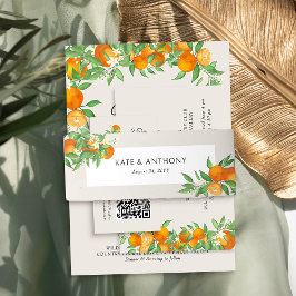 Orange Blossom Citrus Neutral Wedding Einladungsbanderole