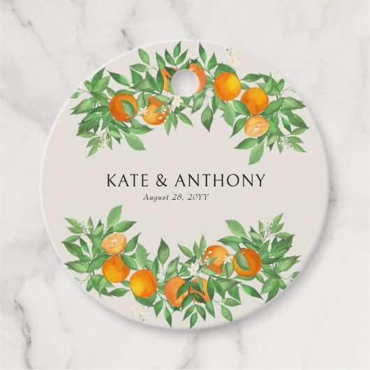 Orange Blossom Citrus Wedding Geschenkanhänger (Vorderseite)