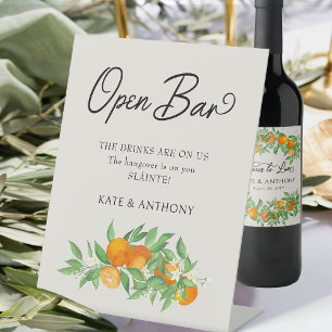 Orange Blossom Citrus Wedding Open Bar Sockelschild
