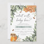 Orange Blossom Honey Bee Gender Reveal Party Einladung (Vorderseite)