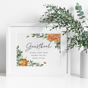 Orange Blossom Honey Bee Guestbook Poster