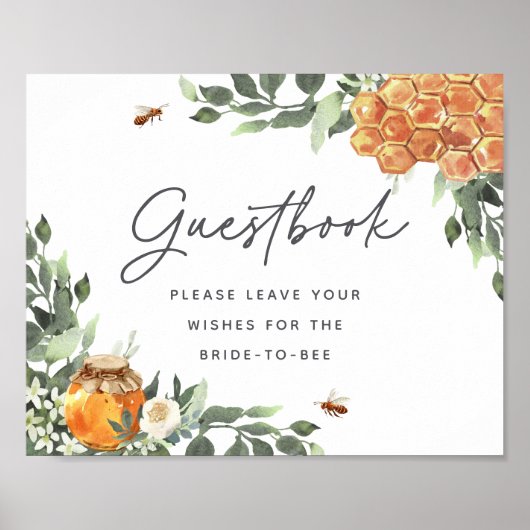 Orange Blossom Honey Bee Guestbook Poster (Vorne)