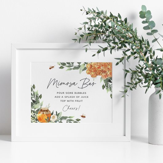 Orange Blossom Honey Bee Mimosa Bar Poster