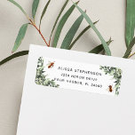 Orange Blossom Honey Bee Rücksendeadresse<br><div class="desc">Dieses in der Natur inspirierte Design der Orange Blossom Honey Honey Veranstaltungsportery zeichnet sich durch ein grünes botanisches Blattwerk,  weiße Blume und eine lebhafte Honigbiene aus. Personalisieren Sie Ihre Rücksendeadresse.</div>
