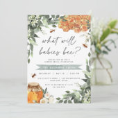 Orange Blossom Honey Bee Twins Gender Reveal Party Einladung (Stehend Vorderseite)