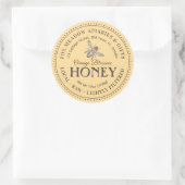 Orange Blossom Honey Flying Bee gepunktete Grenze Runder Aufkleber (Tasche)
