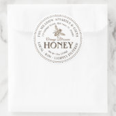 Orange Blossom Honey Flying Bee gepunktete Grenze Runder Aufkleber (Tasche)