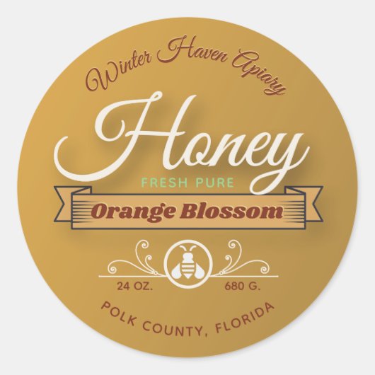 Orange Blossom Honey Jar Runder Aufkleber (Vorderseite)